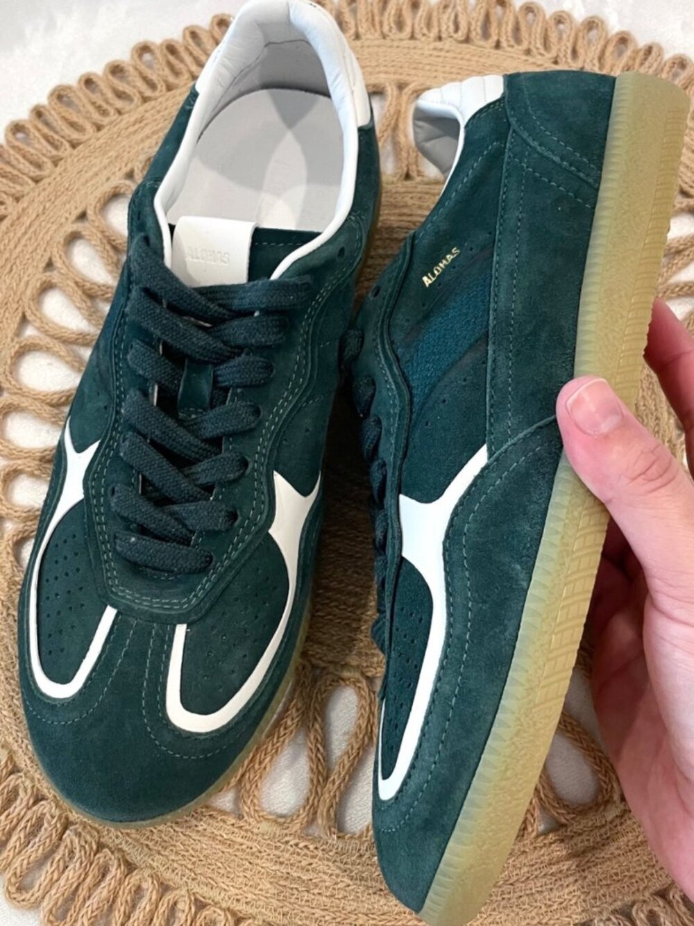 Alohas Tb.490 Rife Forest Green Leather Sneakers Size EU 40 Suede - Picture 2 of 9